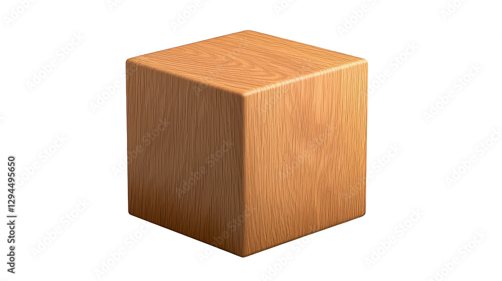 Isolated wooden cube on black background, a minimalist study of form and texture Isolated wooden cube on black background, a minimalist study of form and texture