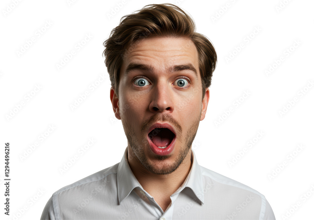 Isolated Portrait of Young Man with Surprised Expression Isolated Portrait of Young Man with Surprised Expression