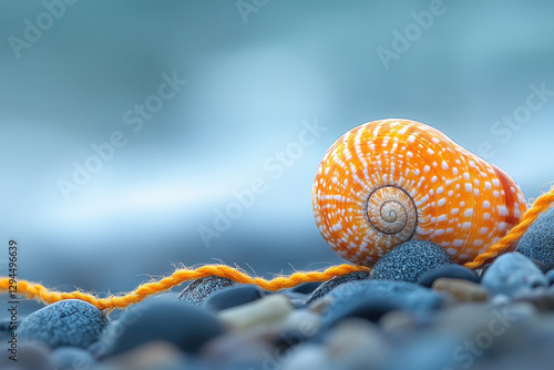 A lightning whelk shell on ...
