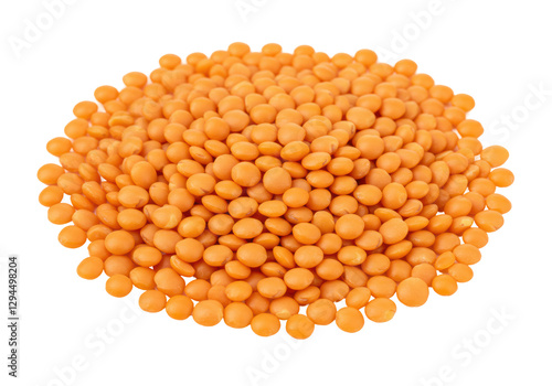 Isolated Pile of Vibrant Red Lentils