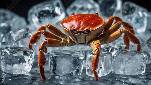 Kamchatka crab on ice cubes