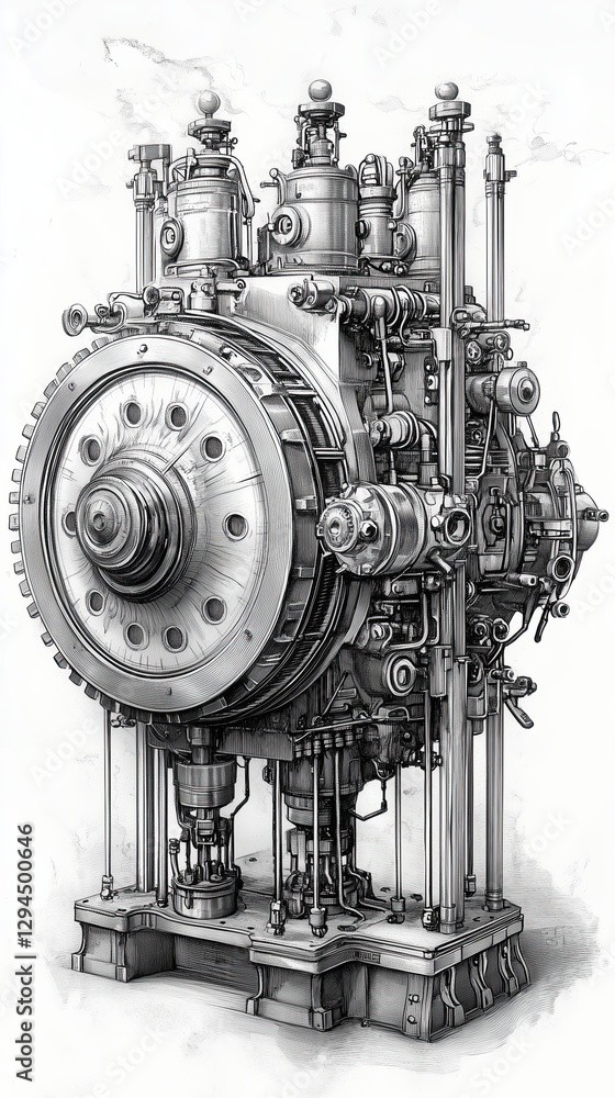 Fototapeta premium Black and White Engineering Illustration