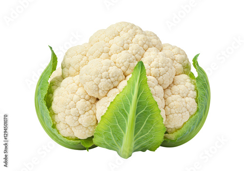 Isolated Head of Fresh White Cauliflower