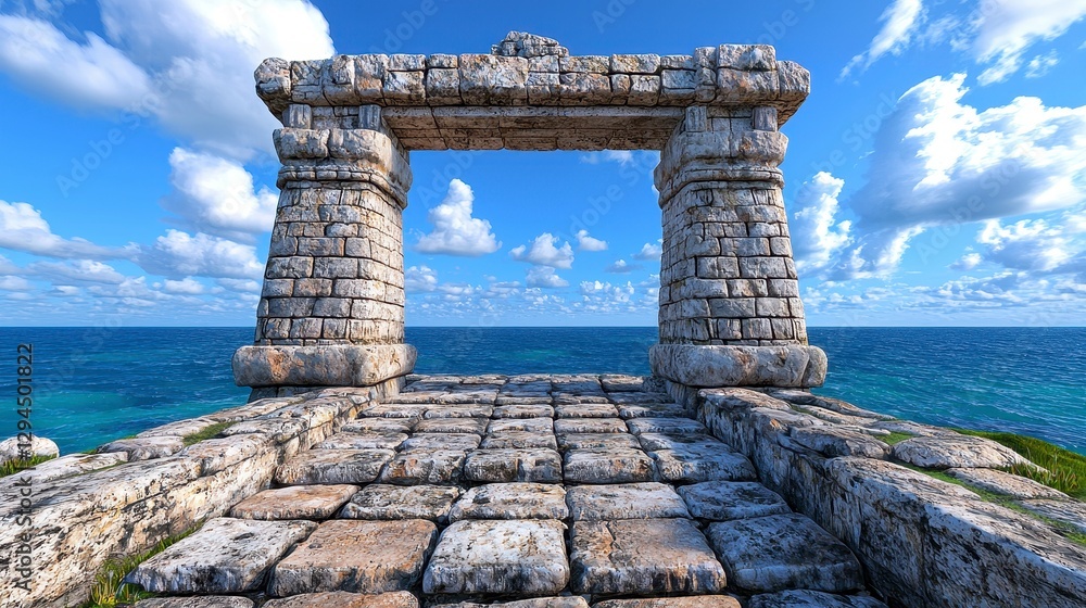 Obraz premium Ancient stone ruins in a remote location surrounded by nature showcasing historical architecture and archaeological significance