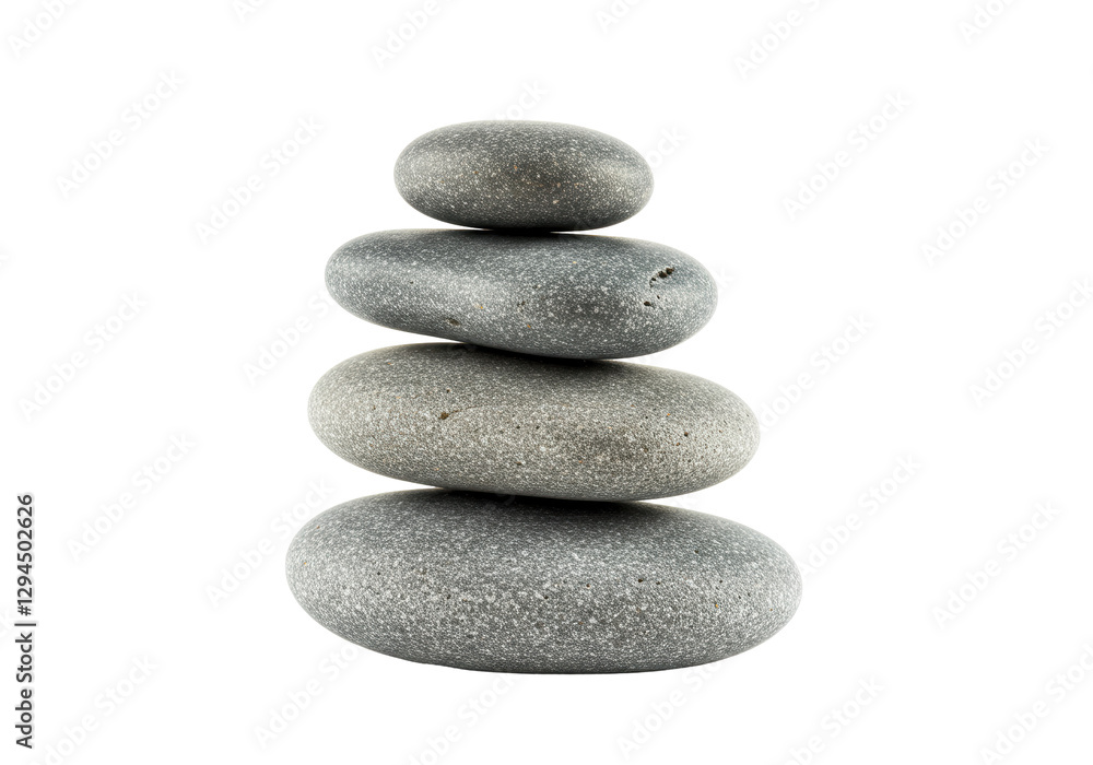 Isolated Stack of Smooth Gray River Stones, Zen Balance Isolated Stack of Smooth Gray River Stones, Zen Balance