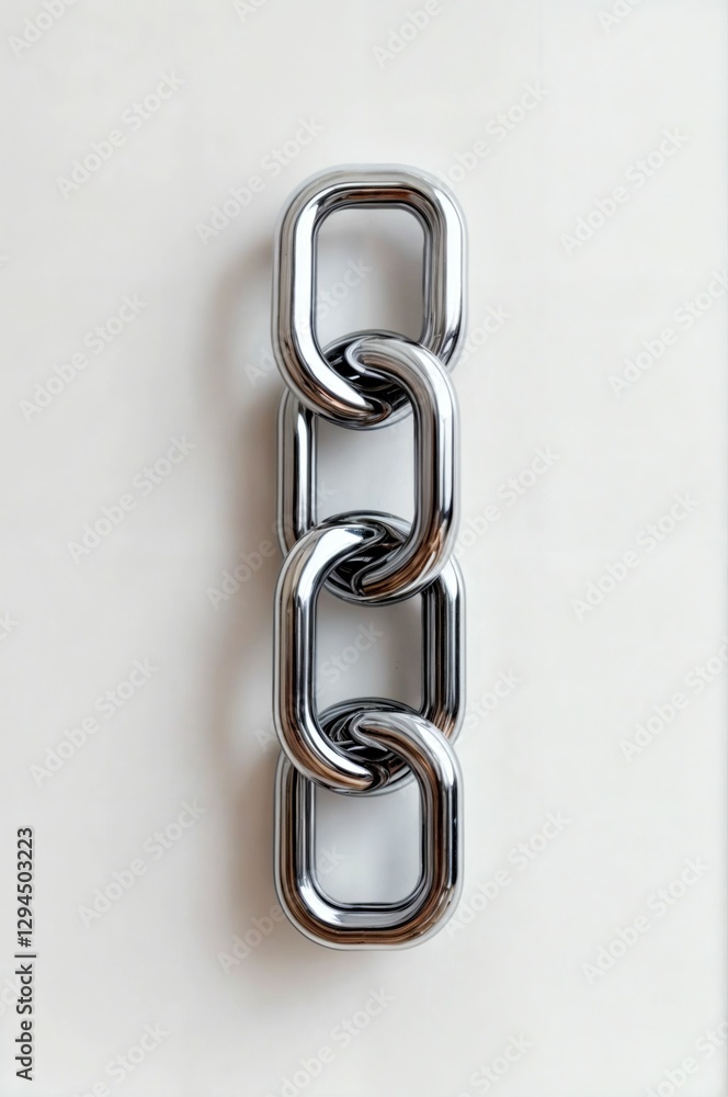 Obraz premium 3d vertical chromed chain on white background