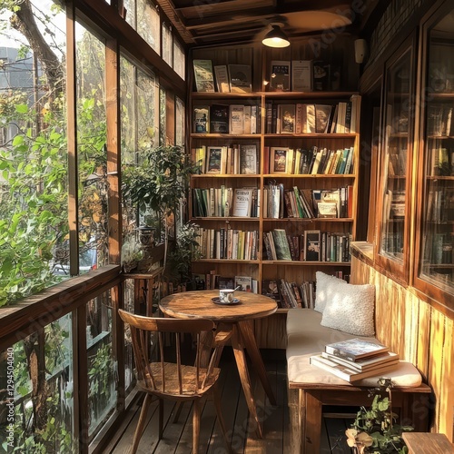 Wallpaper Mural A cozy sunlit reading nook filled with books and tranquility Torontodigital.ca