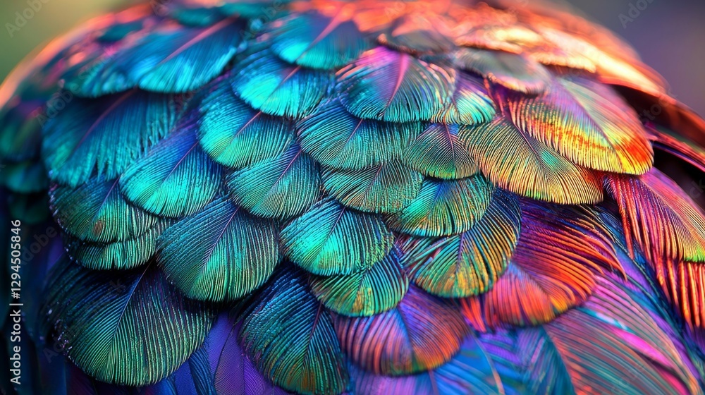 Obraz premium Vibrant and Colorful Peacock Feathers Close-Up Texture Shot