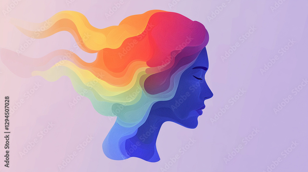 Colorful Silhouette Mental Health Illustration Colorful Silhouette Mental Health Illustration