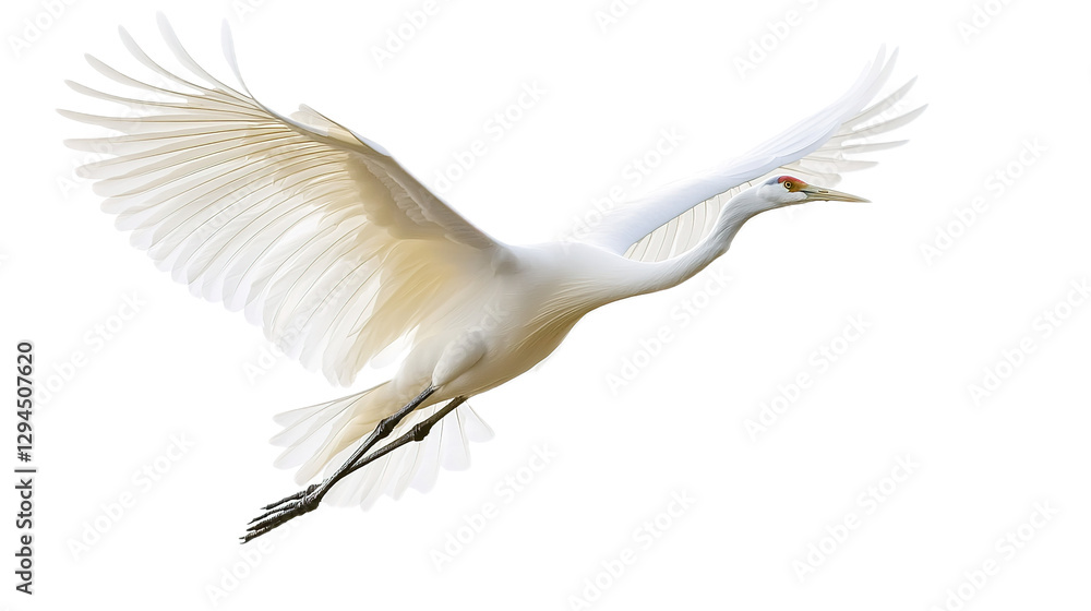 Fototapeta premium Graceful flight of a crane natural habitat wildlife photography open air aerial view elegance in motion