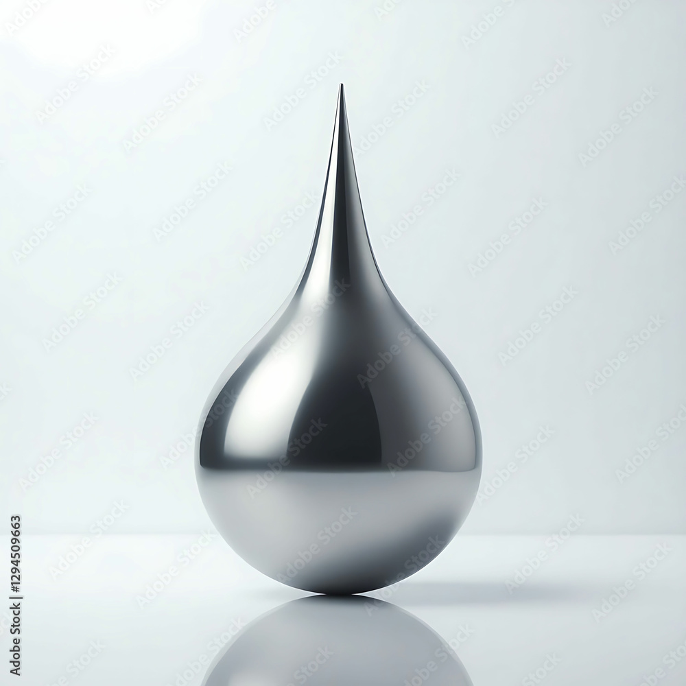 Fototapeta premium Liquid Metal Drop Suspended in Mid-Air with Hyper-Reflective Surface