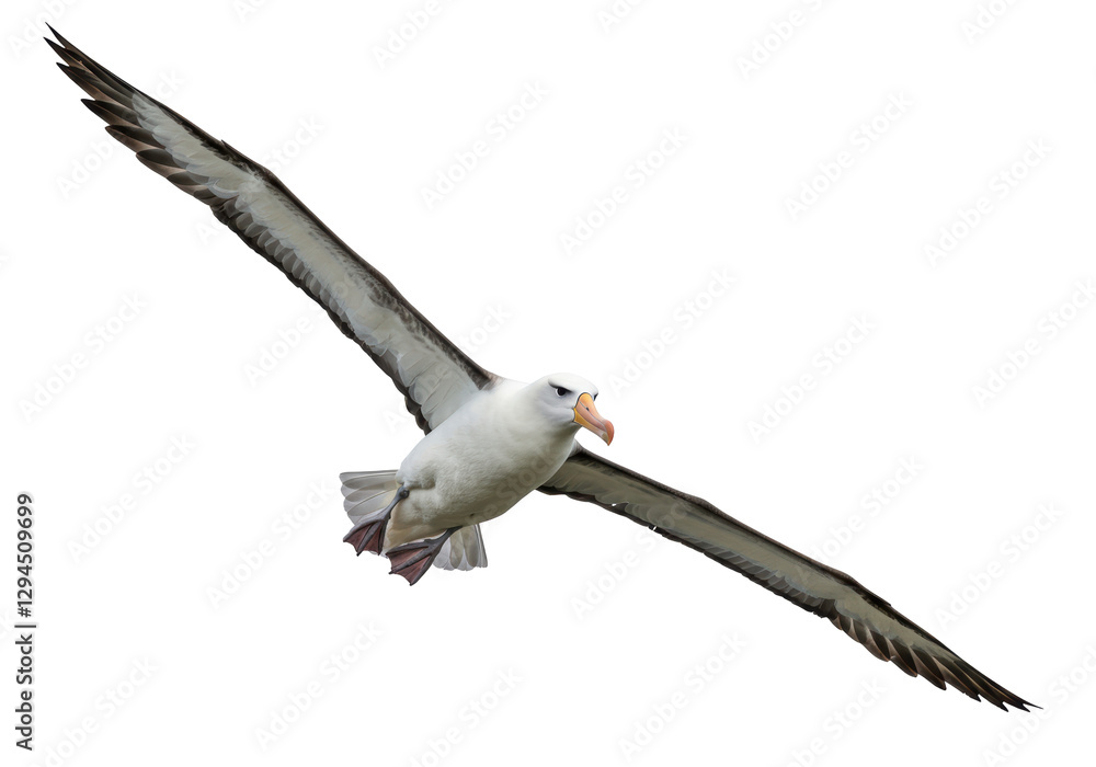 Isolated Albatross Flying with Open Wings Isolated Albatross Flying with Open Wings