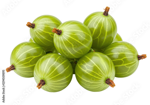 Isolated Pile of Fresh Green Gooseberries