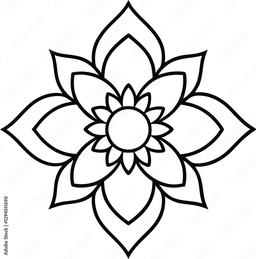 Fototapeta premium Lotus flower with Mandala pattern illustration