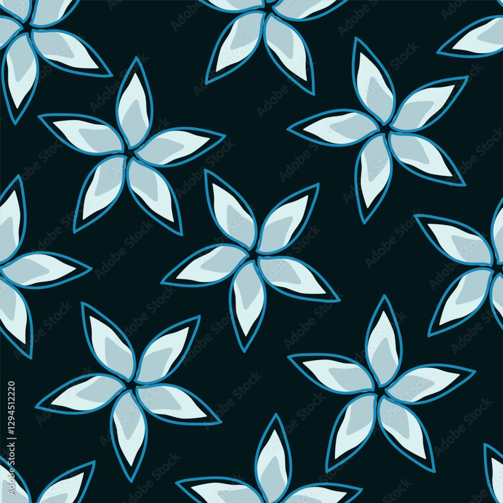 Obraz premium White flowers vector lace seamless pattern