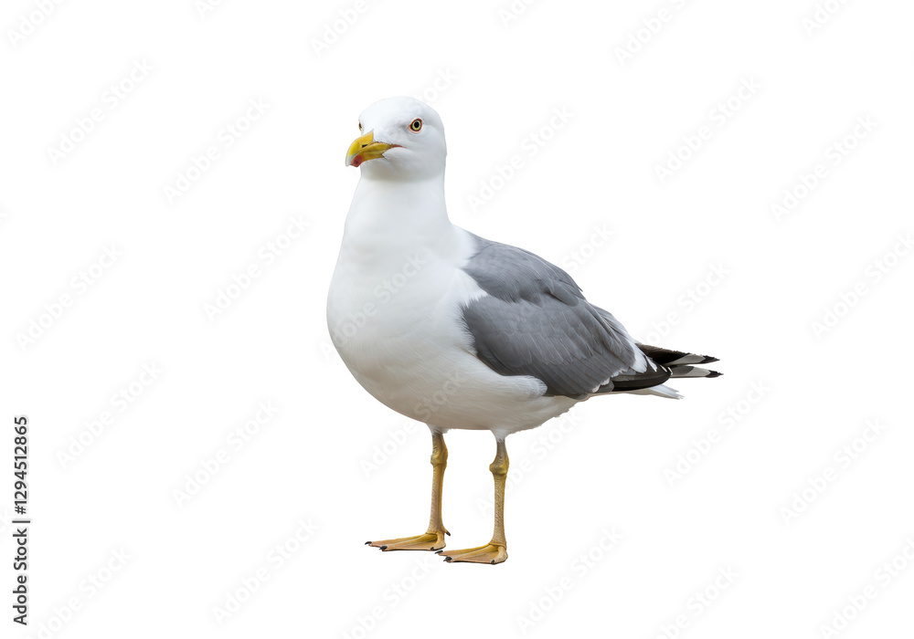 Fototapeta premium Isolated Peaceful Seagull Standing on the Ground