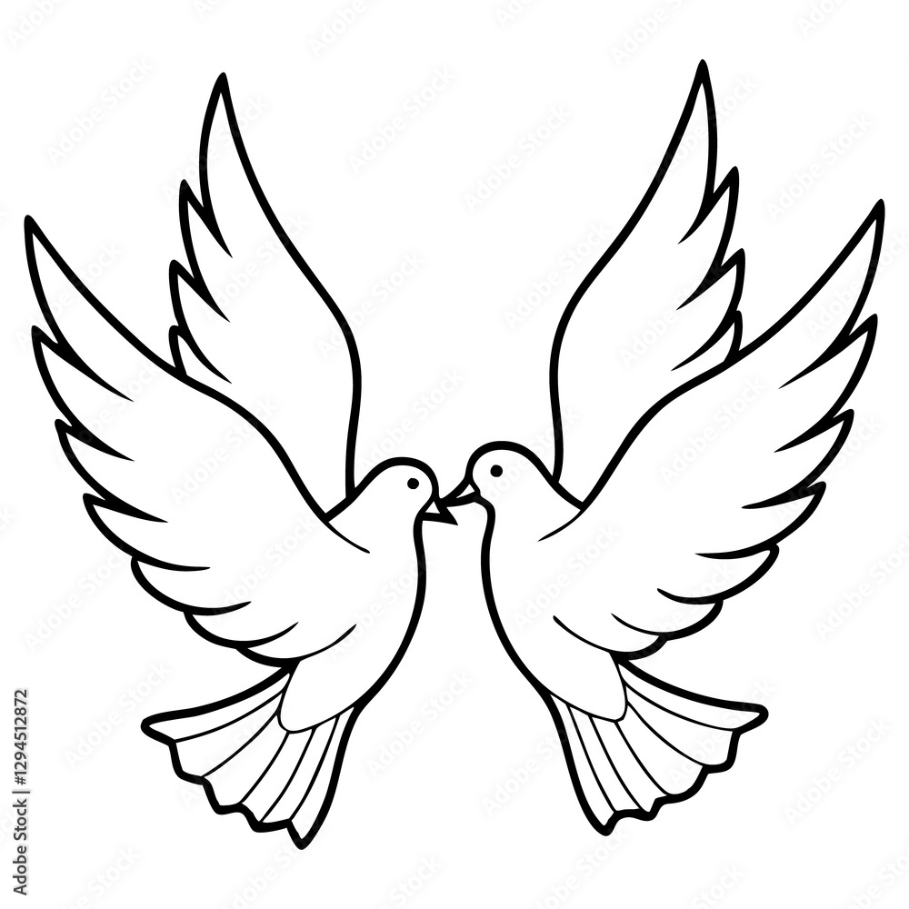 Obraz premium Beautiful Illustration of Two Doves with Awareness Ribbon in a Symbol of Hope and Peace