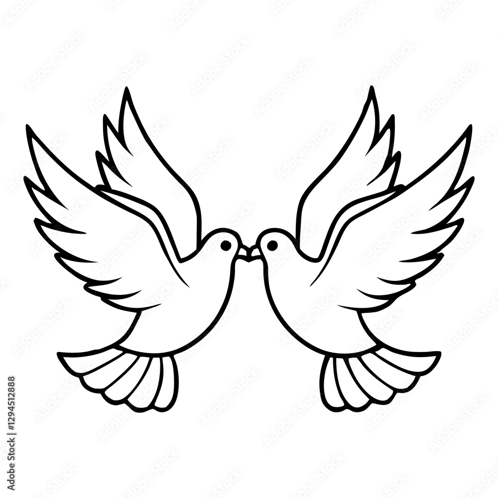 Beautiful Illustration of Two Doves with Awareness Ribbon in a Symbol of Hope and Peace Beautiful Illustration of Two Doves with Awareness Ribbon in a Symbol of Hope and Peace