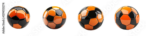 Orange and Black Soccer Balls – Isolated on White