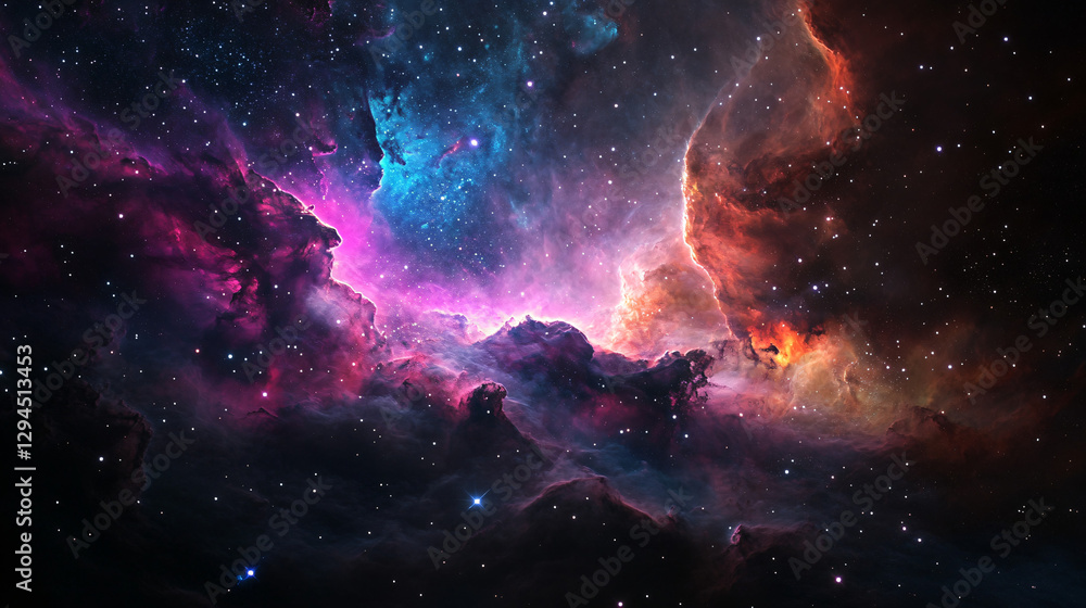 Fototapeta premium Cosmic Nebula Celestial Clouds of Gas and Dust in