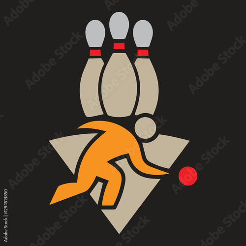 Bowling icon vector illustration. bowling ball and pin sign and symbo,Bowling strike silhouette,vector illustration of bowling pins,bowling ball,Modern icon of bowling pins, indoor skittles games