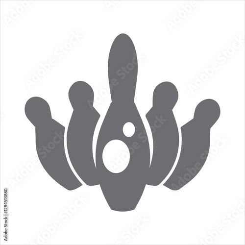 Bowling icon vector illustration. bowling ball and pin sign and symbo,Bowling strike silhouette,vector illustration of bowling pins,bowling ball,Modern icon of bowling pins, indoor skittles games

