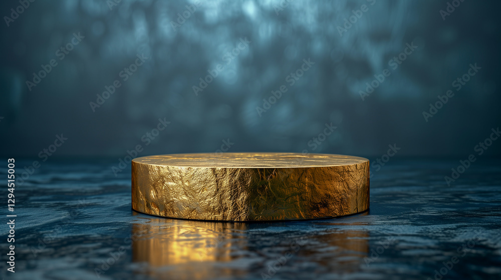 Luxurious Golden Pedestal on Dark Background