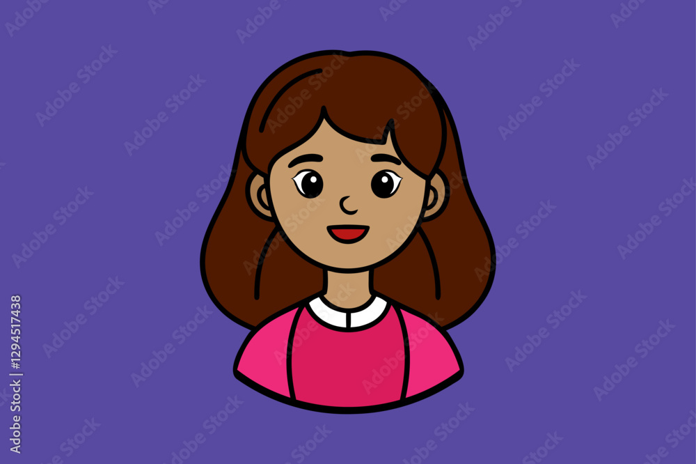 girl in pink dress business women icon silhouette vector cartoon art.
