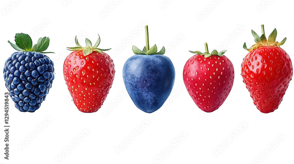 Vibrant row of red and blue fruits, a colorful display of freshness juicy Vibrant row of red and blue fruits, a colorful display of freshness juicy