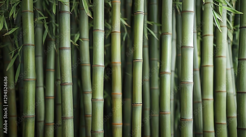 Lush Green Bamboo Forest with Vertical Stalks and Soft Natural Light Lush Green Bamboo Forest with Vertical Stalks and Soft Natural Light
