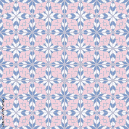 Vintage floral geometry seamless vector tile pattern. Retro geometric patchwo...