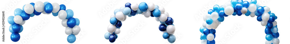 Fototapeta premium Set of blue and white balloon arches isolated on white background