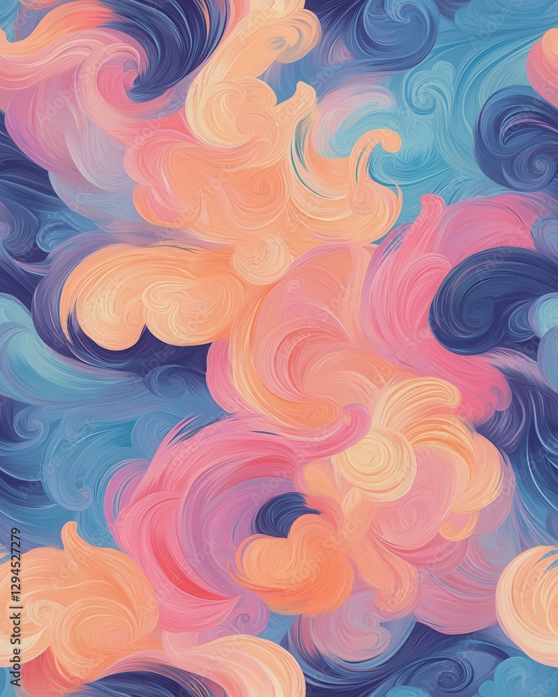 Abstract Swirling Pastel Artwork with Peach, Pink and Blue Hues Abstract Swirling Pastel Artwork with Peach, Pink and Blue Hues