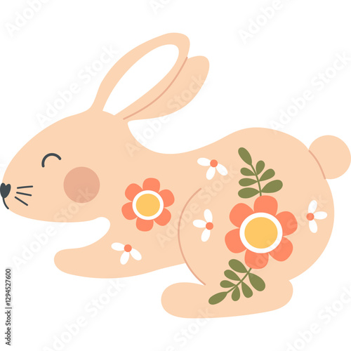 Cute Easter floral Bunny Animal