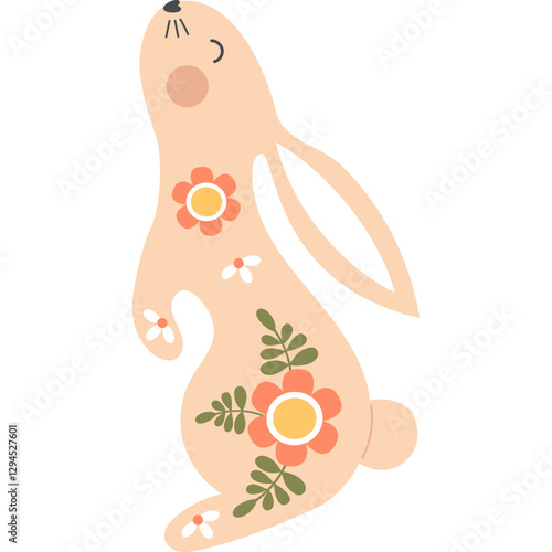 Cute Easter floral Bunny Animal