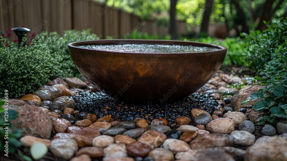 Backyard bronze bowl fountain Backyard bronze bowl fountain