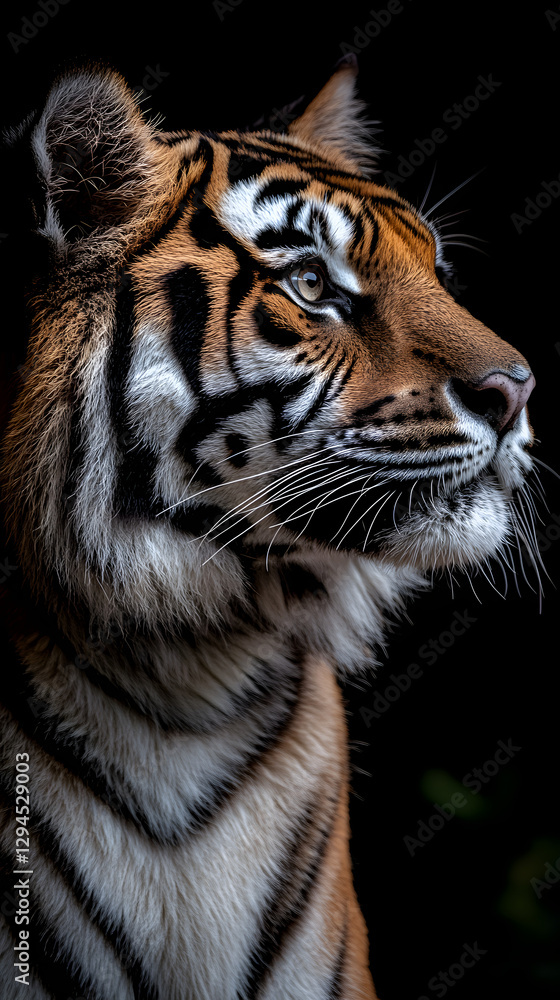 Fototapeta premium A majestic black and white tiger 