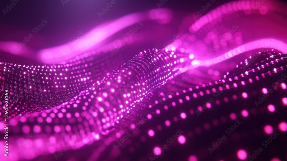 Abstract Vibrant Pink Waves with Glowing Dots and Light Reflections Abstract Vibrant Pink Waves with Glowing Dots and Light Reflections