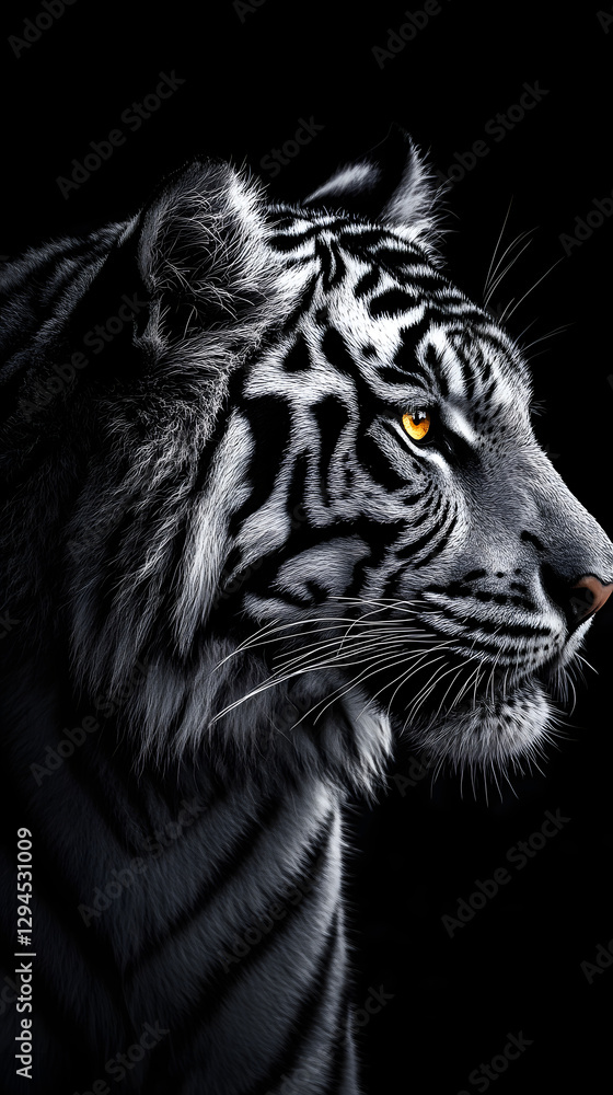 Obraz premium A majestic black and white tiger 