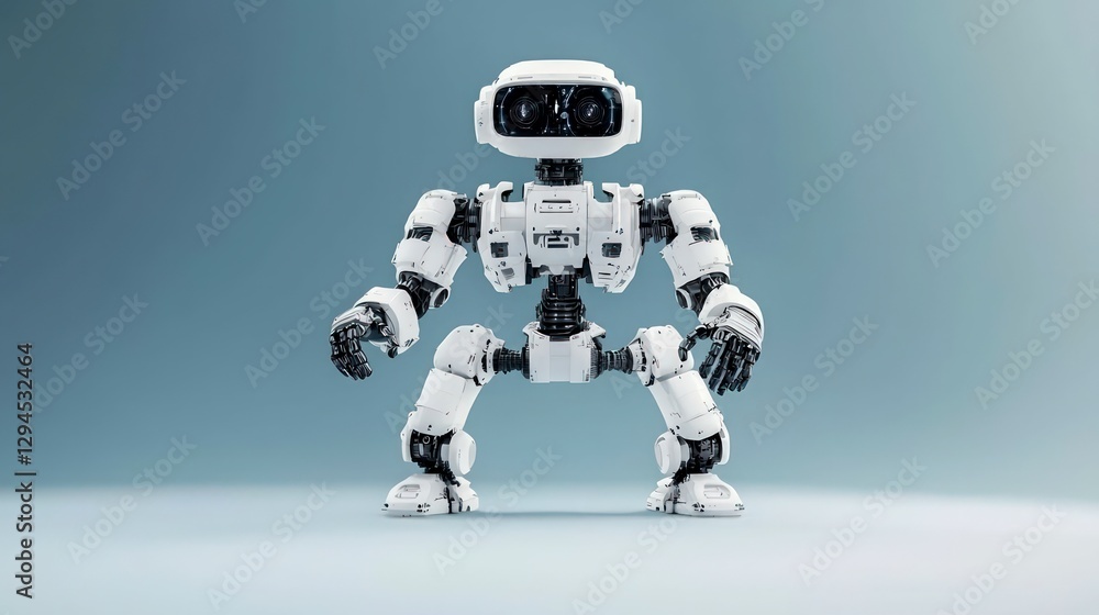 Futuristic White Robot AI Art Teal Background Technology Innovation Cyborg Futuristic White Robot AI Art Teal Background Technology Innovation Cyborg