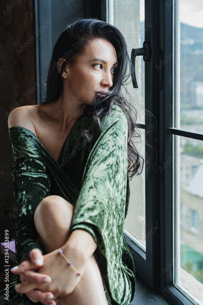 Brunette in Seductive Outfit in a Stylish Loft Interior Brunette in Seductive Outfit in a Stylish Loft Interior