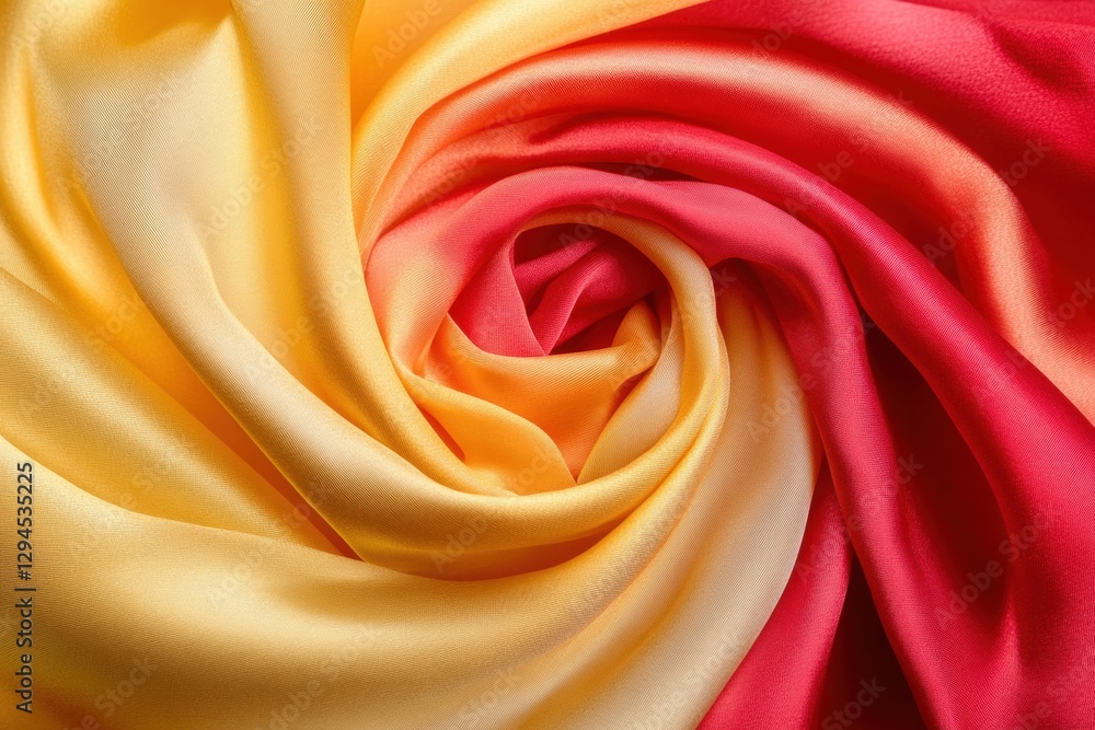 Red and Yellow Silk Fabric Forming a Spiral Shape Red and Yellow Silk Fabric Forming a Spiral Shape