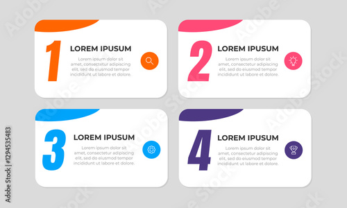 4-Step Numbered Infographic with Icons