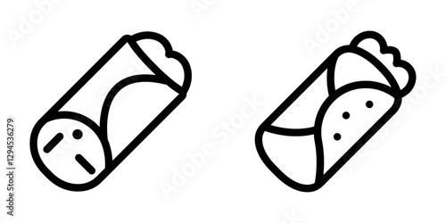 "Burrito Icon Vector Design Symbol Set for Mexican Cuisine and Fast Food"