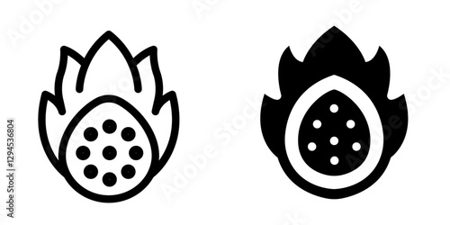"Dragon Fruit Icon Vector Design Symbol Set for Healthy Eating and Tropical Fruits"