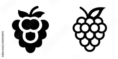Fresh Raspberry Icon Set – Vector Design Symbols