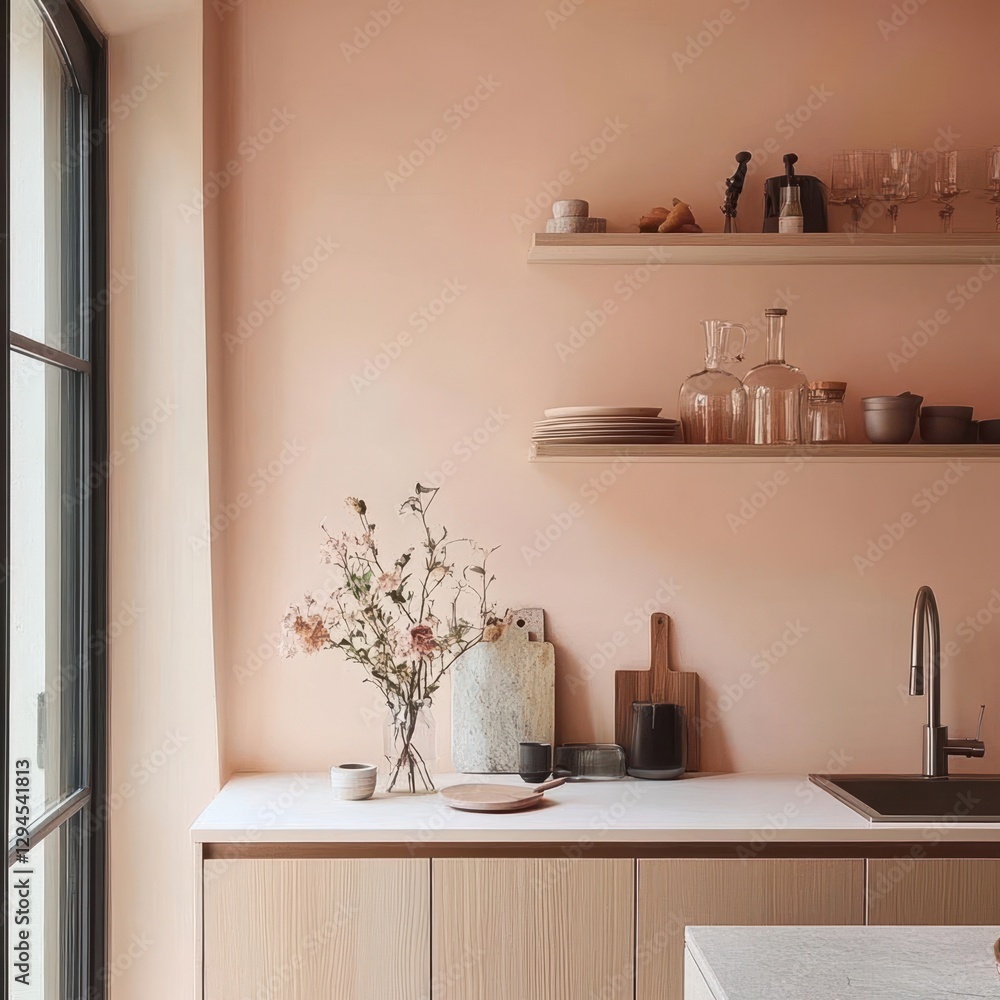 A kitchen is shown with a light colored color scheme A kitchen is shown with a light colored color scheme