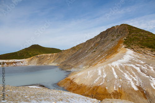 Caldera of Golovnina volcano on Kunashir island. Winter. South Kuriles photo