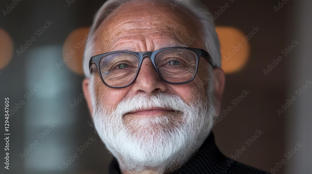 Portrait of a Smiling Senior Man with Glasses Wisdom Age Portrait of a Smiling Senior Man with Glasses Wisdom Age