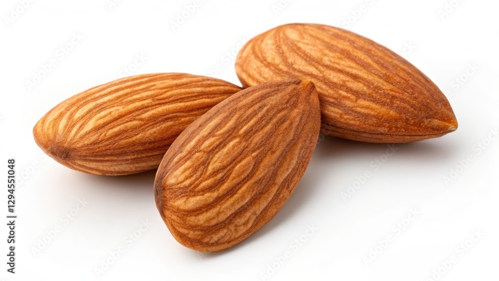 Three Almonds on White Background